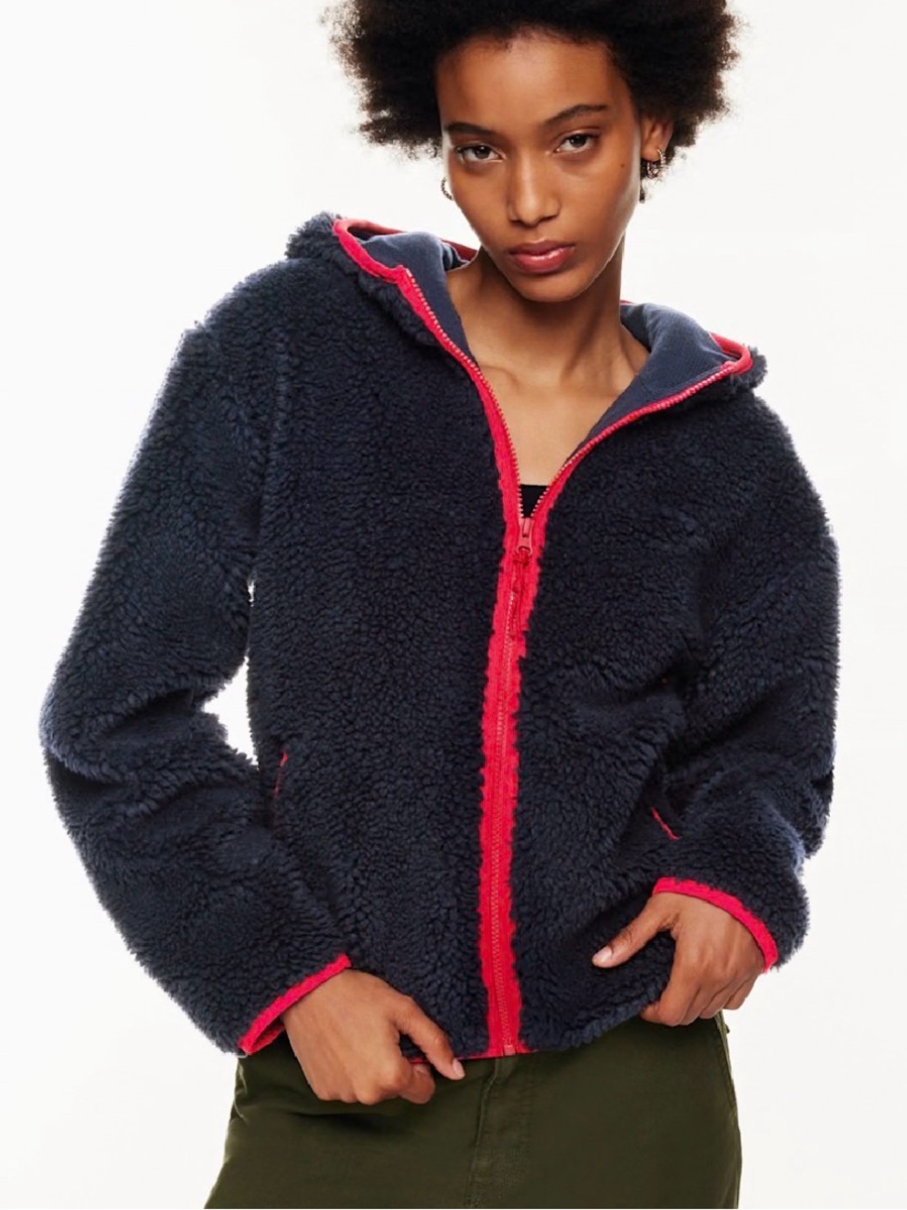 Aritzia TNA Ricky Massive Sherpa Polar Hooded Jacket Size Large